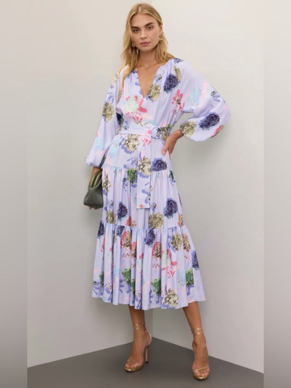 Prabal Gurung Tencel Floral Tiered Dress 10 Excellent